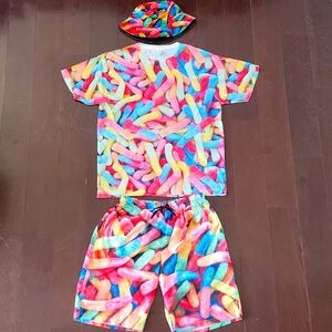Gummy Worm Complete Outfit - Hat, T-Shirt, Shorts